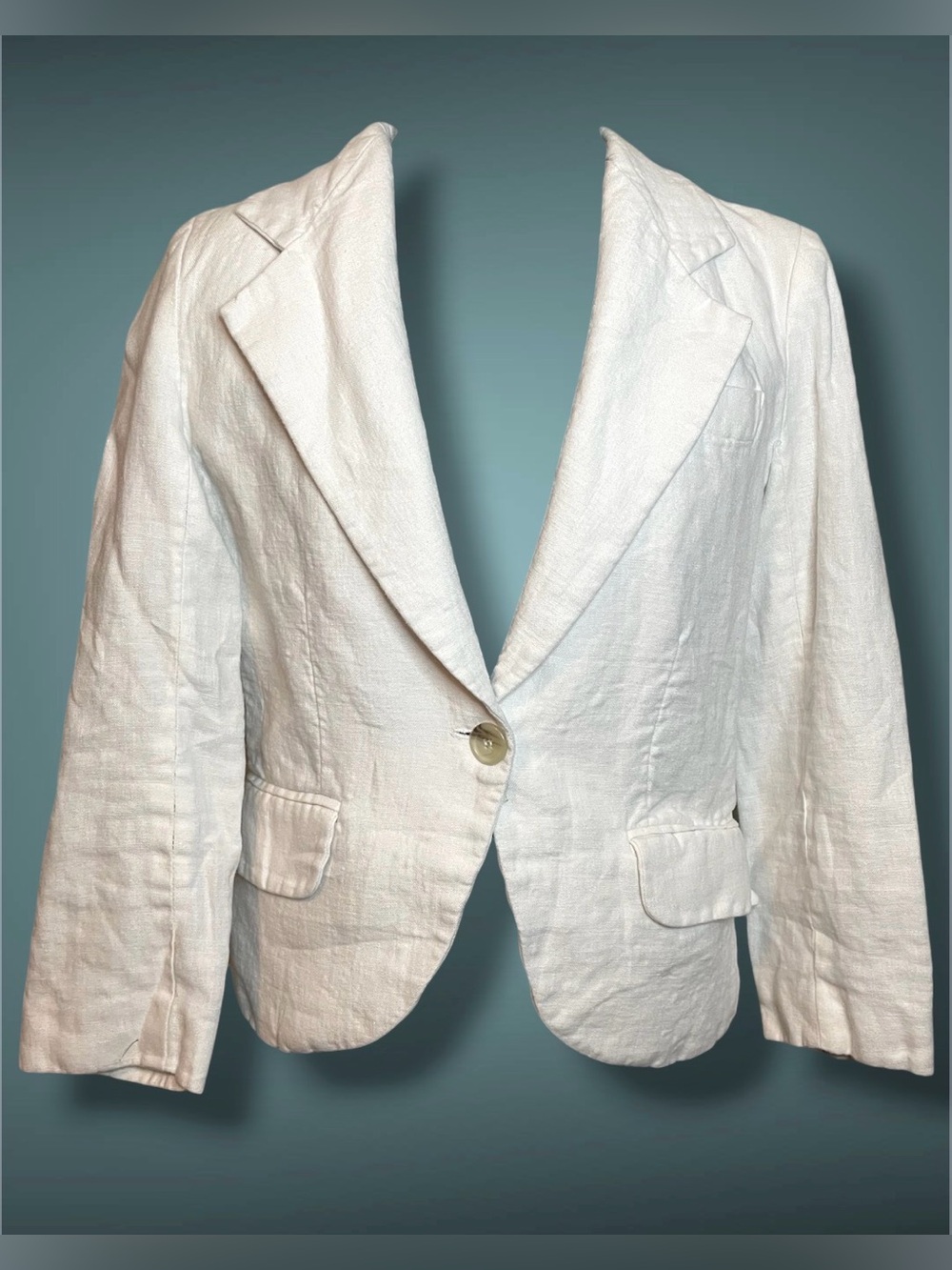 Gibson White Single-Button Linen-Blend Blazer
